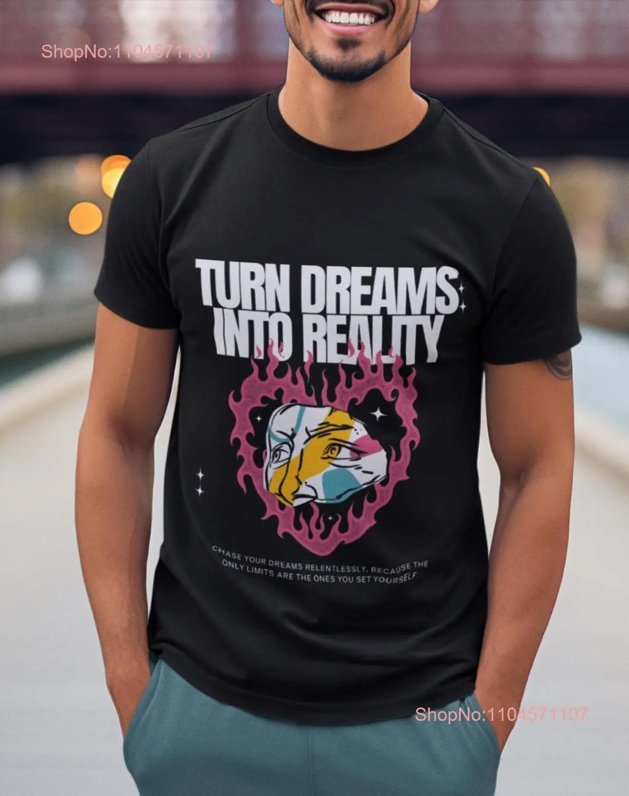 تي شيرت ملهم من القطن الثقيل تحفيزيًا للمشاعر الإيجابية للارتداء اليومي بأكمام طويلة أو قصيرة