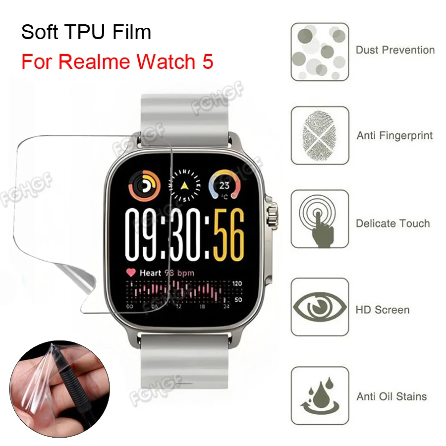 Soft TPU Protective Hydrogel Film For Realme Watch 5 Screen Protector For Realme Watch 5 Smart Watch Cover Accessories Not Glass