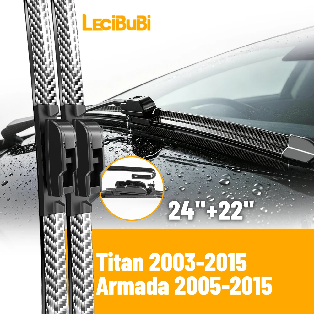 2 piezas de escobillas limpiaparabrisas delanteras para Nissan Titan 2003-2015 Armada 2005-2015, cepillos de goma, accesorios para coche, 24 "+22"
