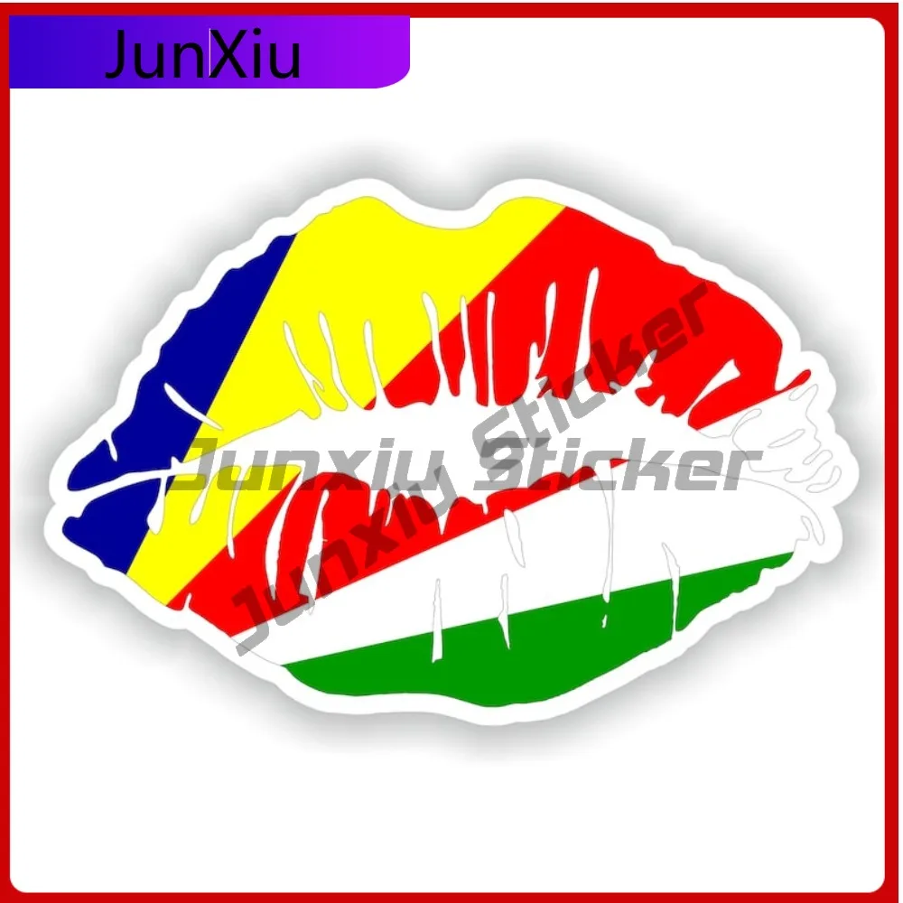 

Seychelles Flag Lips Shape With National Emblem Vinyl Decals For Suv Bumper Stickers Funny Car Refit Decoration For Car Truck Rv