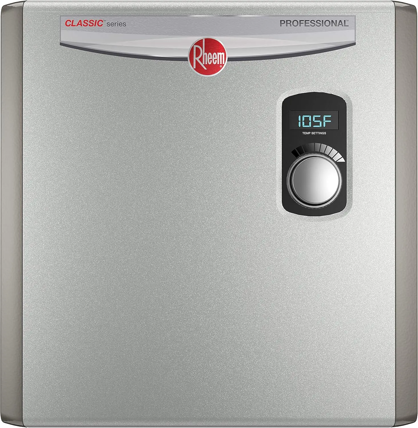 24kW 240V Electric Tankless Water Heater Gray ON/OFF Dial Control with Adjustable Digital Temperature Display