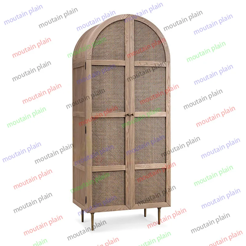 

Креативный гардероб Современный минималистичный шкаф из ротанга с двумя дверцами Домашняя спальня Массив дерева