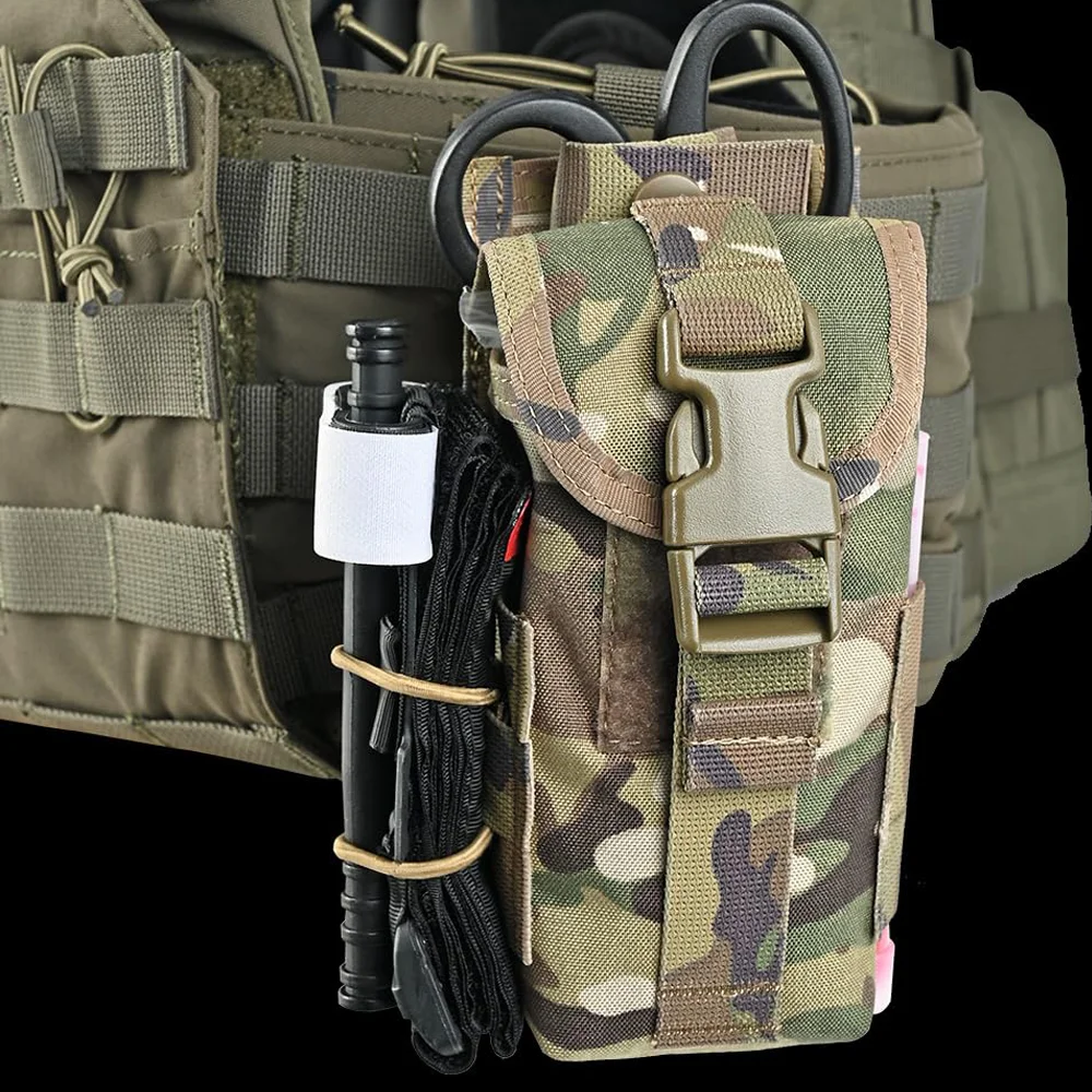 Tactical Tourniquet Pouch Holder Trauma Shears EMT Storage Bag MOLLE EDC Belt Pouch Malice Clip Flashlight  Medical Scissor