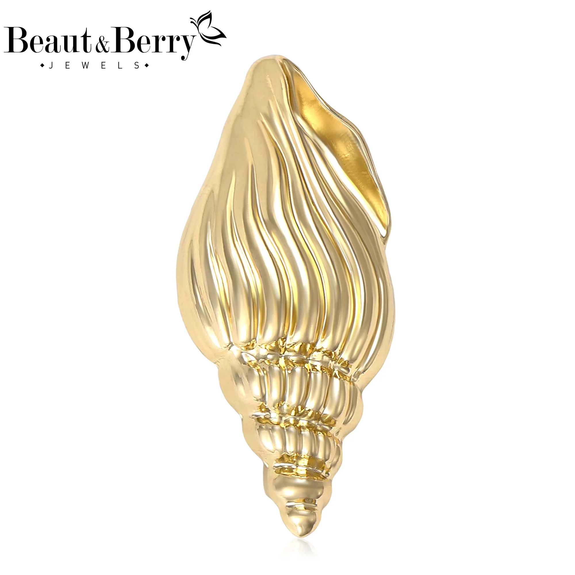 Beaut&Berry Luxury Glossy Conch Brooches for Women Marine Creature Pins Casual Party Accessories Friends Gifts Decorations