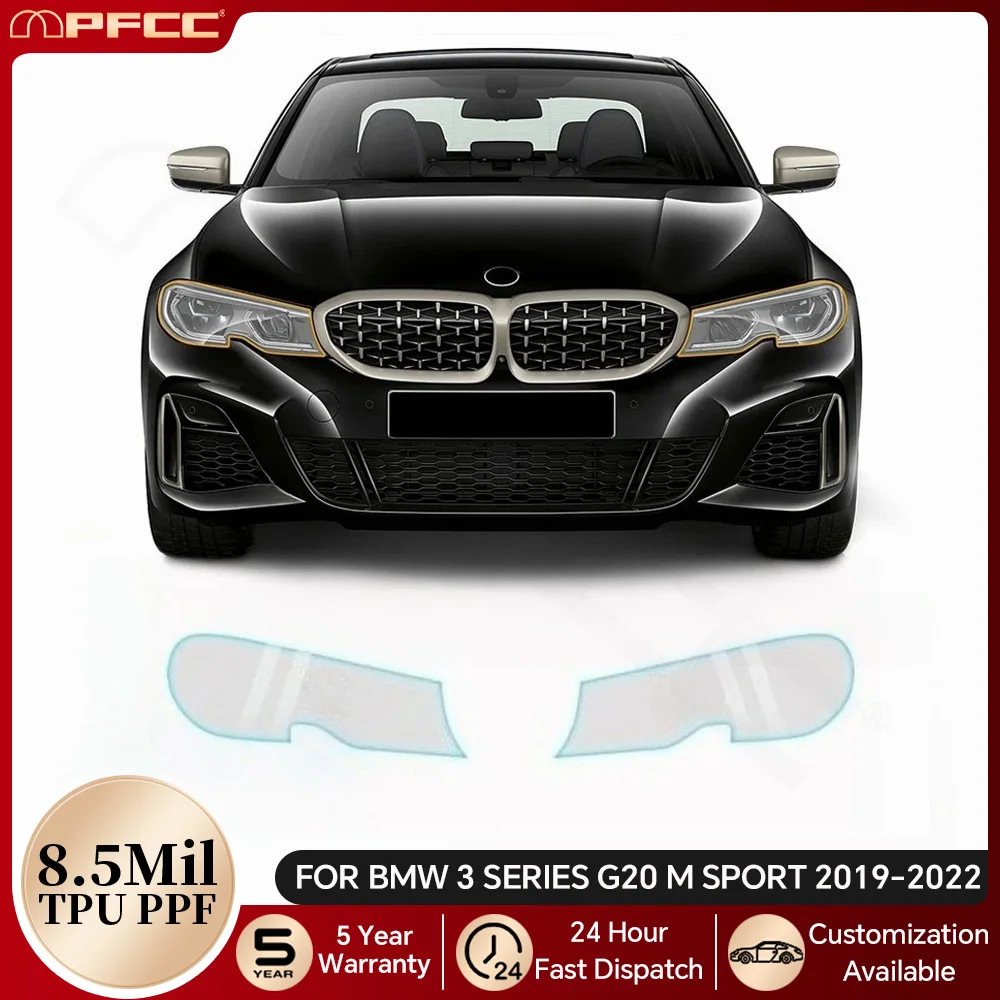 

For BMW 3 Series G20 M Sport 2019-2022 Headlight Rearview Paint Protection Film Pre-cut TPU PPF Bra Anti-scratch Clear Resistant