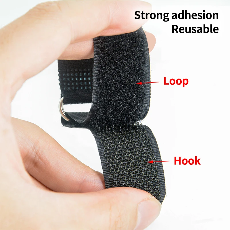 5pcs Nylon Reverse Buckle Magic Hook Loop Fastener Tape Cable Ties Strap Sticky Line Finishing Straps Black 2cm width