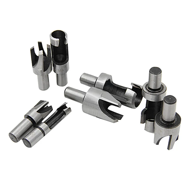 8 Stuks Houten Plug Cutter Boor Snijgereedschap Boor Set Rechte En Tapered Taper 5/8 "1/2" 3/8 "1/4" Houtbewerking Kurk Boor
