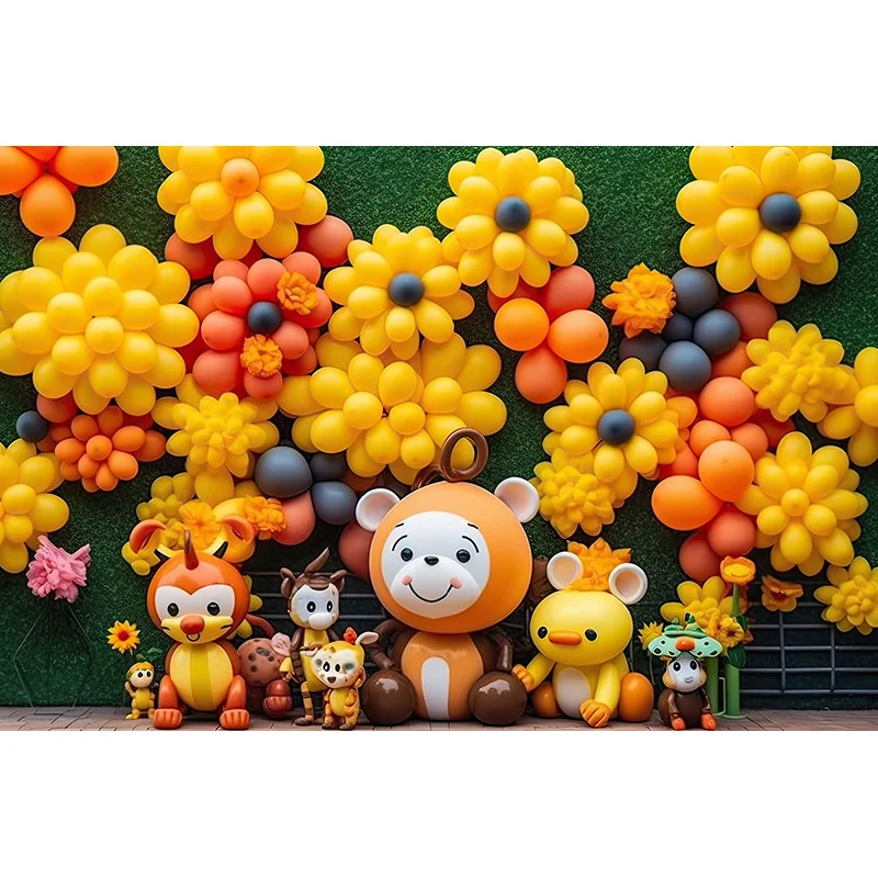 Festa di compleanno fotografia fondali puntelli animali dei cartoni animati Baby Shower Studio fotografico sfondo palloncini Ocean Fish Ani-01