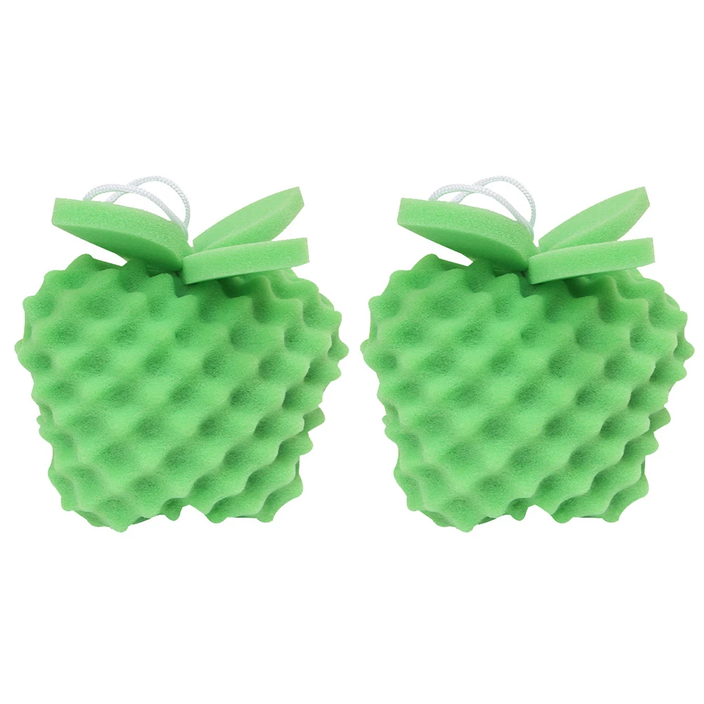 

2PCS Bath Sponge Shower Balls Fruit Shaped Baby Scrubber Cartoon Green Healthy Glow Portable Travel Use Bath Accessory