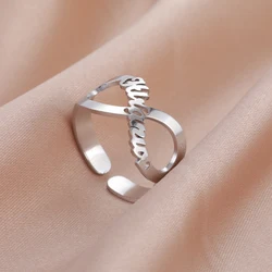 Infinite Symbol Infinity Finger Ring Custom Name Personalized Supernatural for Women Men Couple Gift Stainless Steel Jewelry