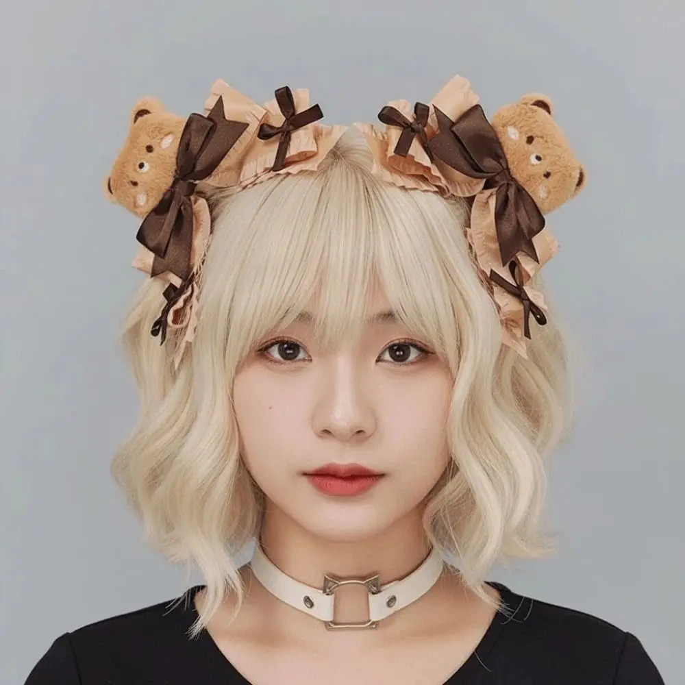 

1 Pair Y2K Lolita Hair Clips Cartoon Animal Plush Satin Bow Hairpins Dopamine Color Headpiece Lolita Girls Barrettes