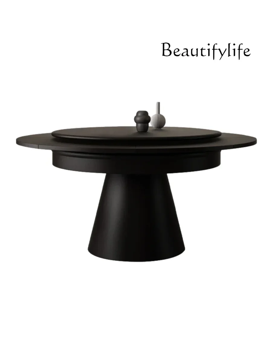

A Wabi Sand Wind Telescopic Rotating Variable Diameter Round Dining Table Can Be Enlarged And Reduced Folding Simple Round Tabl