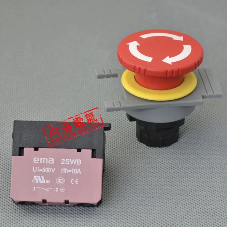 [ SA ]Imports EMA emergency stop button switch 30mm rotary reset E3R1R1B 1 NC contact--10PCS/LOT