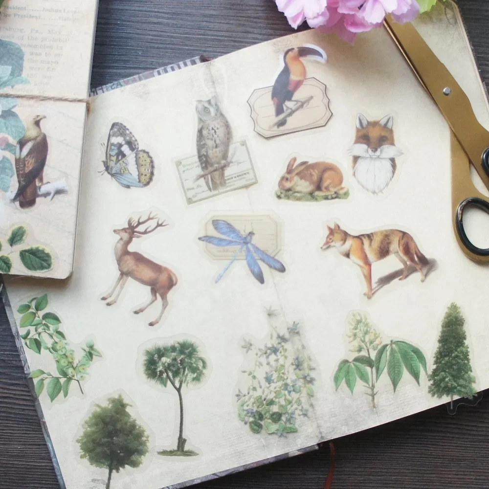 

38pcs Forest of Wild Animals Fox Panda Bird Owl Style PVC Sticker Scrapbooking DIY Gift Packing Label Decoration Tag