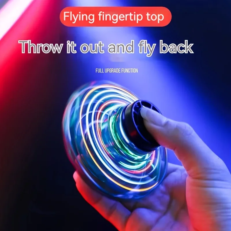 1R- LED Flying UFO Spinner Fingertip, Upgrade Flight Helicopter Gyro Flyorb Hover Ball, Mini Drone Aircraft Toy, Christmas Gift