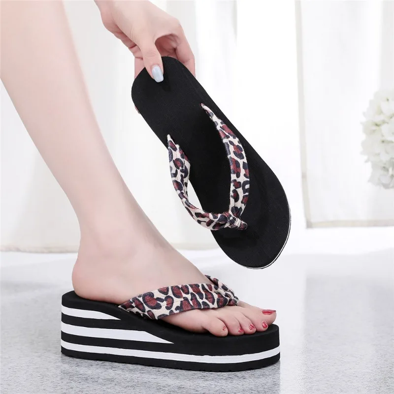 Platform Sandals Women Slipper High Heel Zapatillas Summer Shoes Fashion Wedges Slippers Black Pantufa Home Bathing Flip Flops