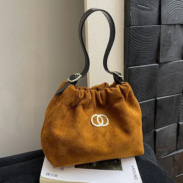 

2025 Early Fall Wrinkled Cloud Bag | Korean-Style Suede Bucket Bag for Women, Boutique Top-Handle & Underarm Purse