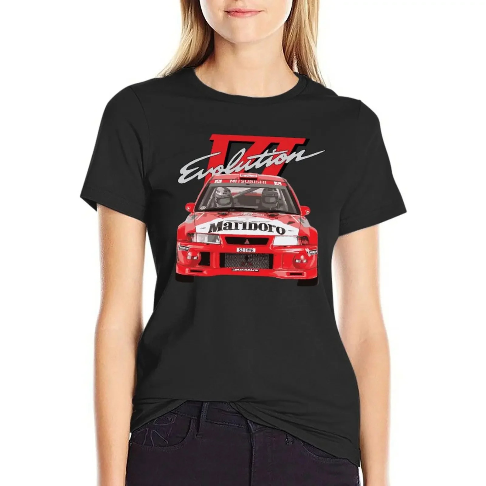 

Evo 6 VI TME WRC RALLIART Mitsubish Evolution Enkei Tommi Mkinen T-Shirt heavyweights plain lady clothes Woman clothes