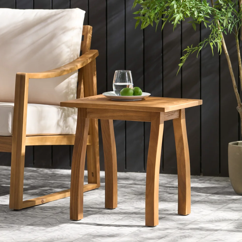 Solid Wood Side Table, Modern Minimalist End Table for Living Room/Bedroom/Patio, Round Top with 4 Legs, Natural Finish, Small Accent Table for Coffee/Drink/Decor