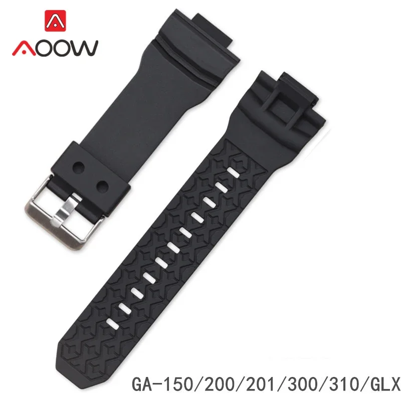 Rubber Sport Strap for Casio GA-150 GA-200 GA-201 GA-300/310 GLX-150 16mm Waterproof TPU Men Replacement Watch Band Accessories