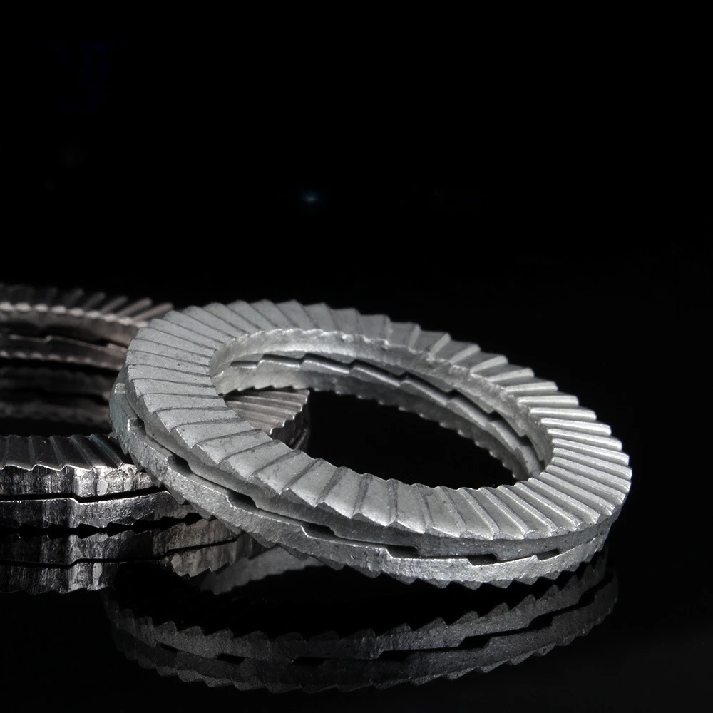 10 шт., свободная шайба из нержавеющей стали, двойная штабельная самоблокирующаяся прокладка с клиновым замком, противоударная NL3/4/5/6/8/10/12/14/16 DIN25201