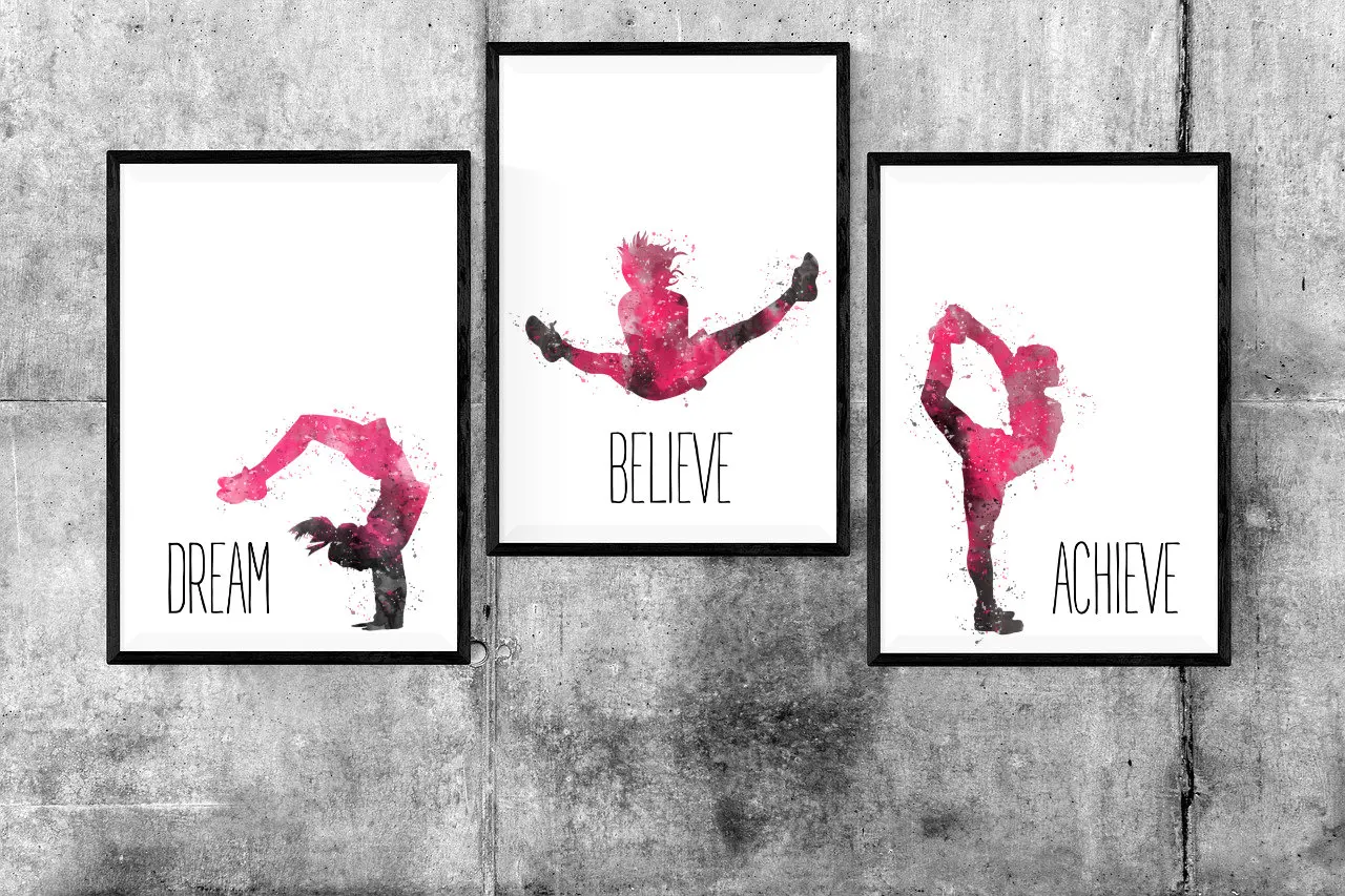 Motivational Canvas Poster Dream Believe Achieve Watercolour Inspirational Art Painting Minimalist Wall Art For Gym School Decor