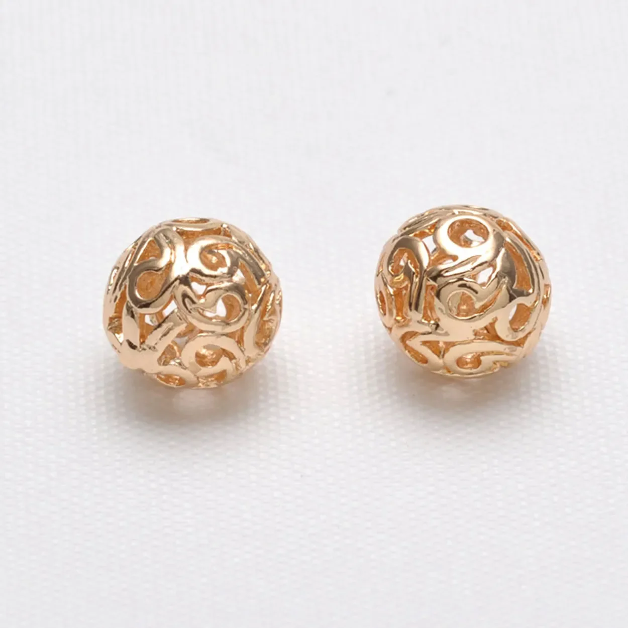 

10pcs Round 14K Gold Plated 8.5mm 10.5mm on Brass Metal Hollow Loose Crafts Beads Lot For Jewelry Making Accessories DIY