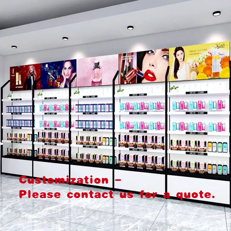 

custom.Custom Cosmetic Metal Display Stands White Supermarket Shelves Grocery Store Display Cases