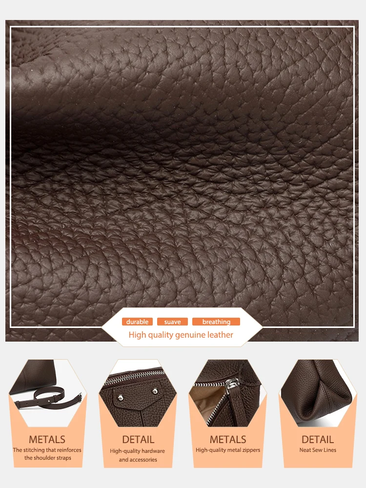Zency Women's Head Layer Cowhide Leather Underarm Bag for Commuting Shopping Single Shoulder Crossbody Designer Hobo Bags