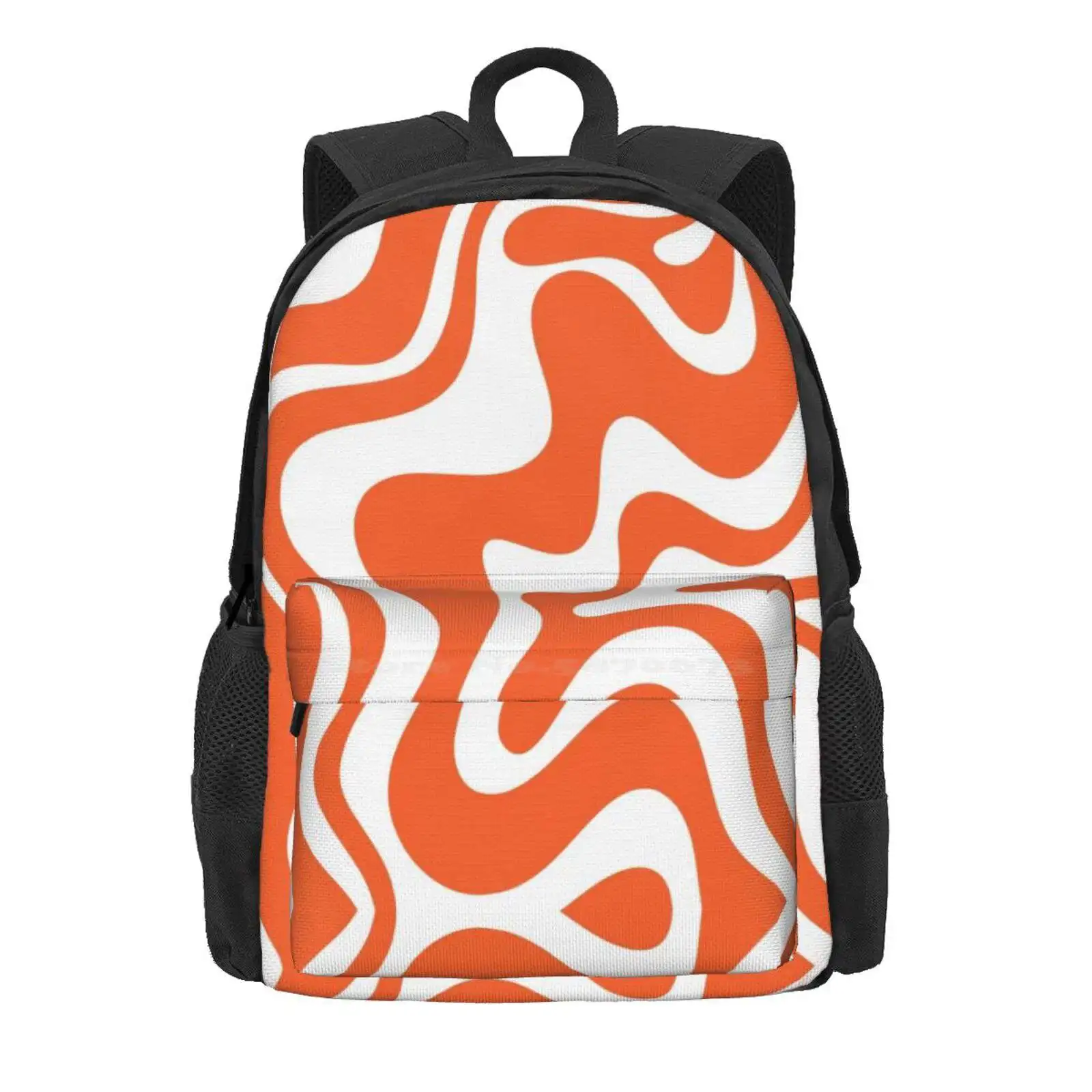 Liquid Swirl Retro Abstract Pattern In Burnt Orange And White Hot Sale Schoolbag Backpack Fashion Bags Abstract Pattern Modern