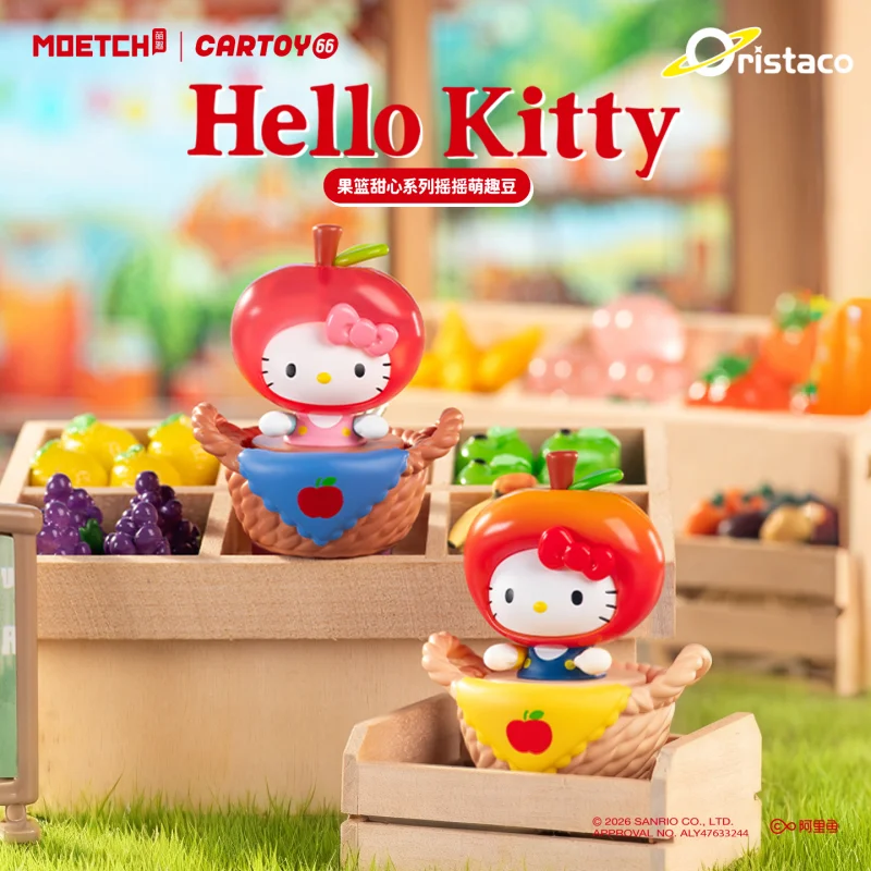 Caja Sorpresa Hello Kitty, Serie Cesta de Frutas Dulces, Figura Coleccionable Shake Bean, Adorno Decorativo de Escritorio, Muñeca de Regalo para Mujeres