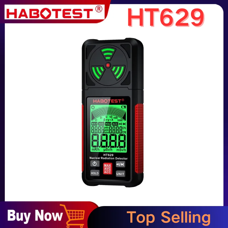 HABOTEST HT629 Geiger Counter Nuclear Radiation Detector X-ray Beta Gamma Radioactivity Detector for Nuclear wastewater Tester
