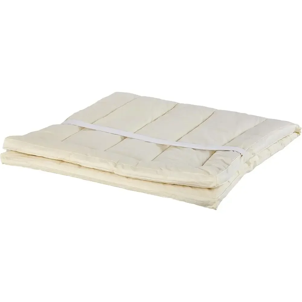 All-Season Wool Mattress Topper with Cotton Percale Cover - Breathable, Washable, Pure Relief, Cozy Sleep - Ivory - King 76x80 i