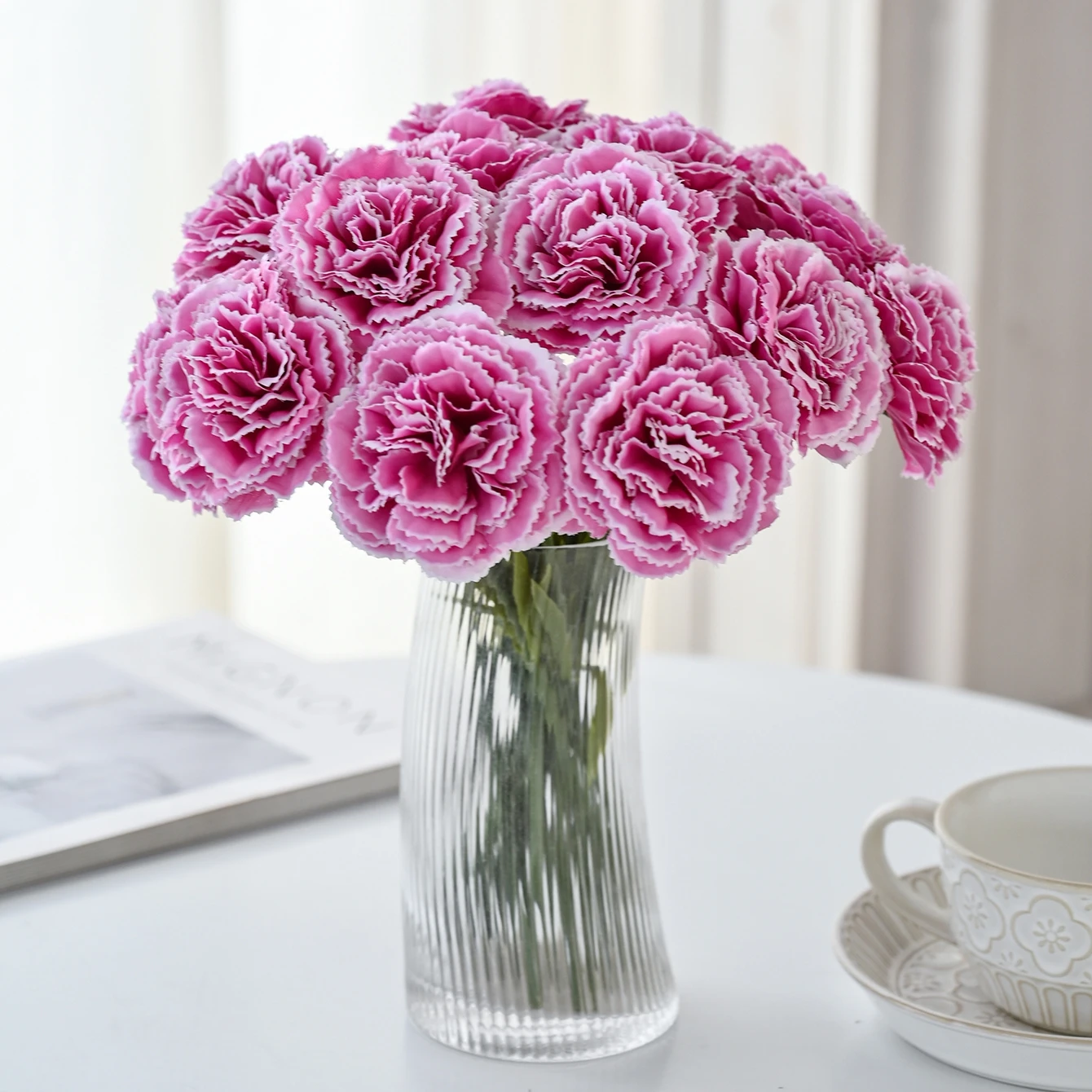 5/10 Stück Künstliche Blumen Seiden-Nelken für Zuhause, Tisch, Hochzeit, Brautstrauß, Festdekoration, Garten, DIY-Geschenk – Detail 9