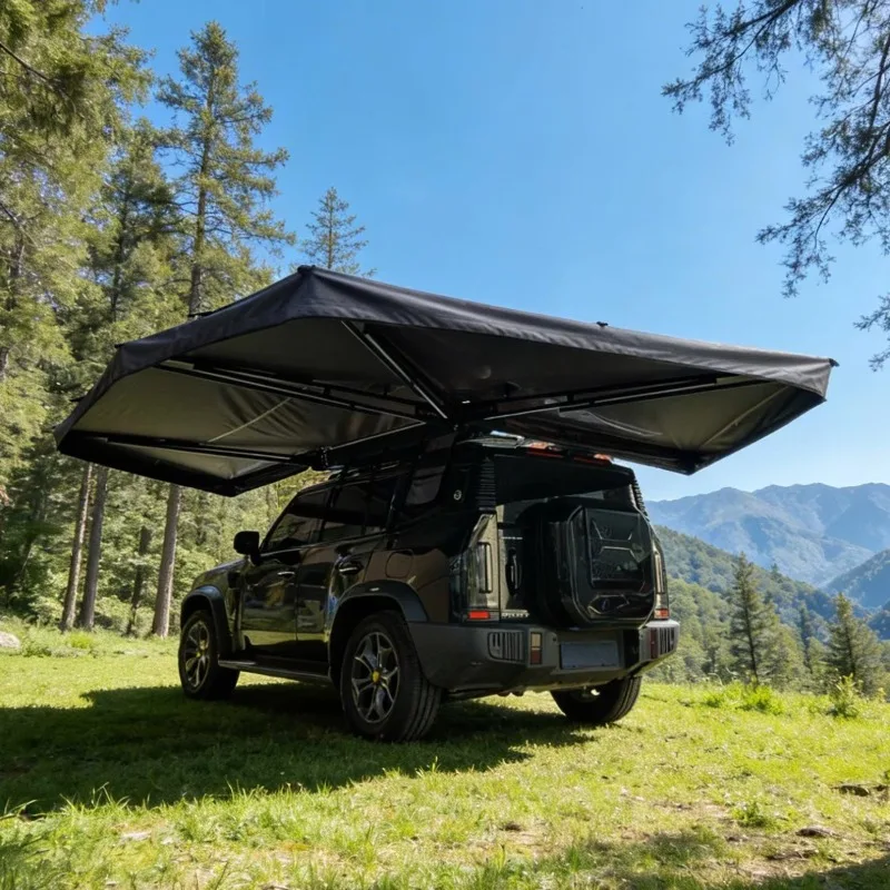 270 Degree LED Waterproof 420D Oxford Canvas Awning 4X4 Car Side Free Standing Double Layer Four-Season Snowproof Automatic