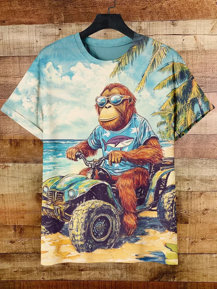 

Men's Animal Printed T Shirts Hawaii Short Sleeved Tees Tops 3D Print O-Neck Shirts 2025 Summer Casual Men's Clothing Apparel