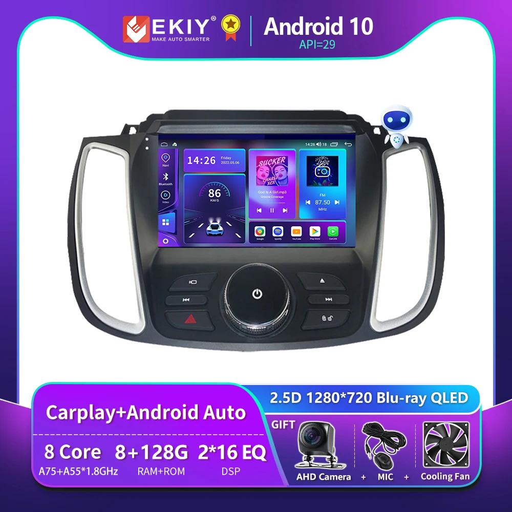 EKIY T900 Android 10 Car Radio Multimedia Player For Ford Kuga 2 Escape 3 2012-2019 Stereo 2 Din All In One Navigation GPS Unit