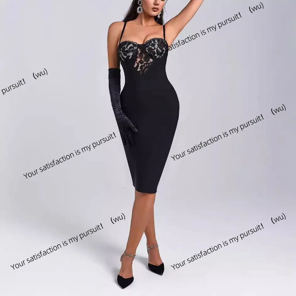 Femininity suspender lace backless bandage dress