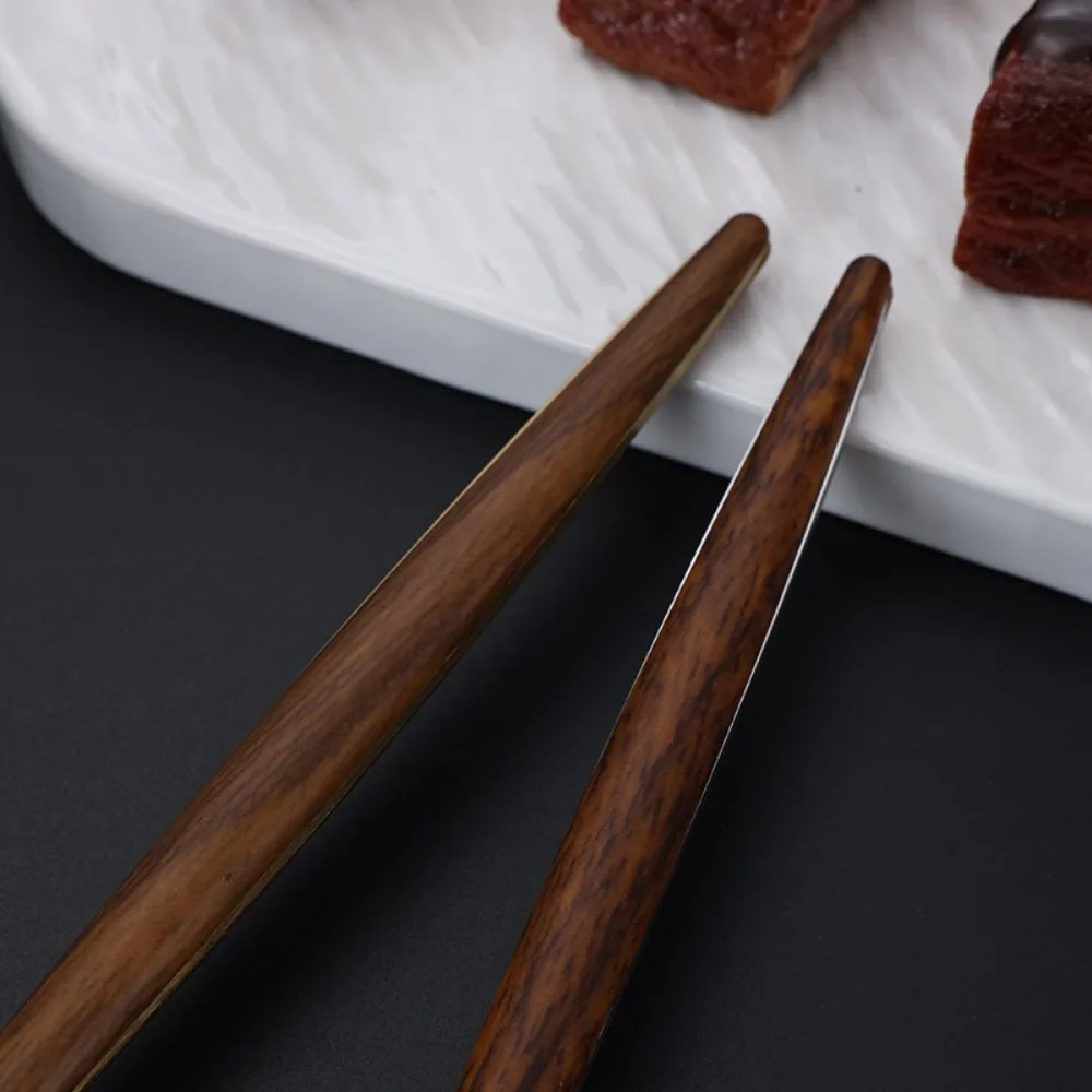 Juego de cubiertos de Portugal de acero inoxidable, mango de madera de imitación, vajilla de cocina dorada/plateada, vajilla de postre con espejo, 4/5 Uds.
