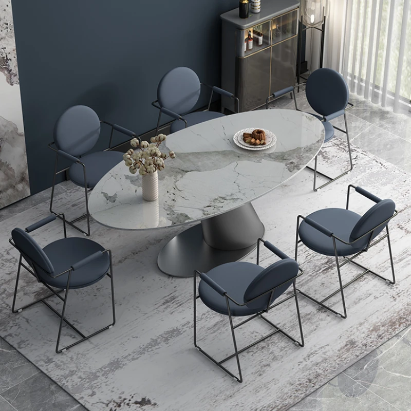 Slate Oval Dining Tables Design Luxury Balcony Living Room Modern Dining Tables Coffee Nordic Esstische Home Furniture SR50DT