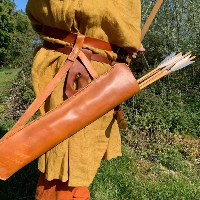 

Medieval Traditional Belt Archery Hip Quiver Arrow Holder Nomad Hunter Stalker Cosplay Costume Accessory Hunting Bag Larp Props