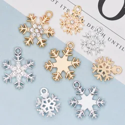 10Pcs Rhinestone Snowflake Charm Pendant for Jewelry Making Bracelet Necklace DIY Accessories Craft Findings
