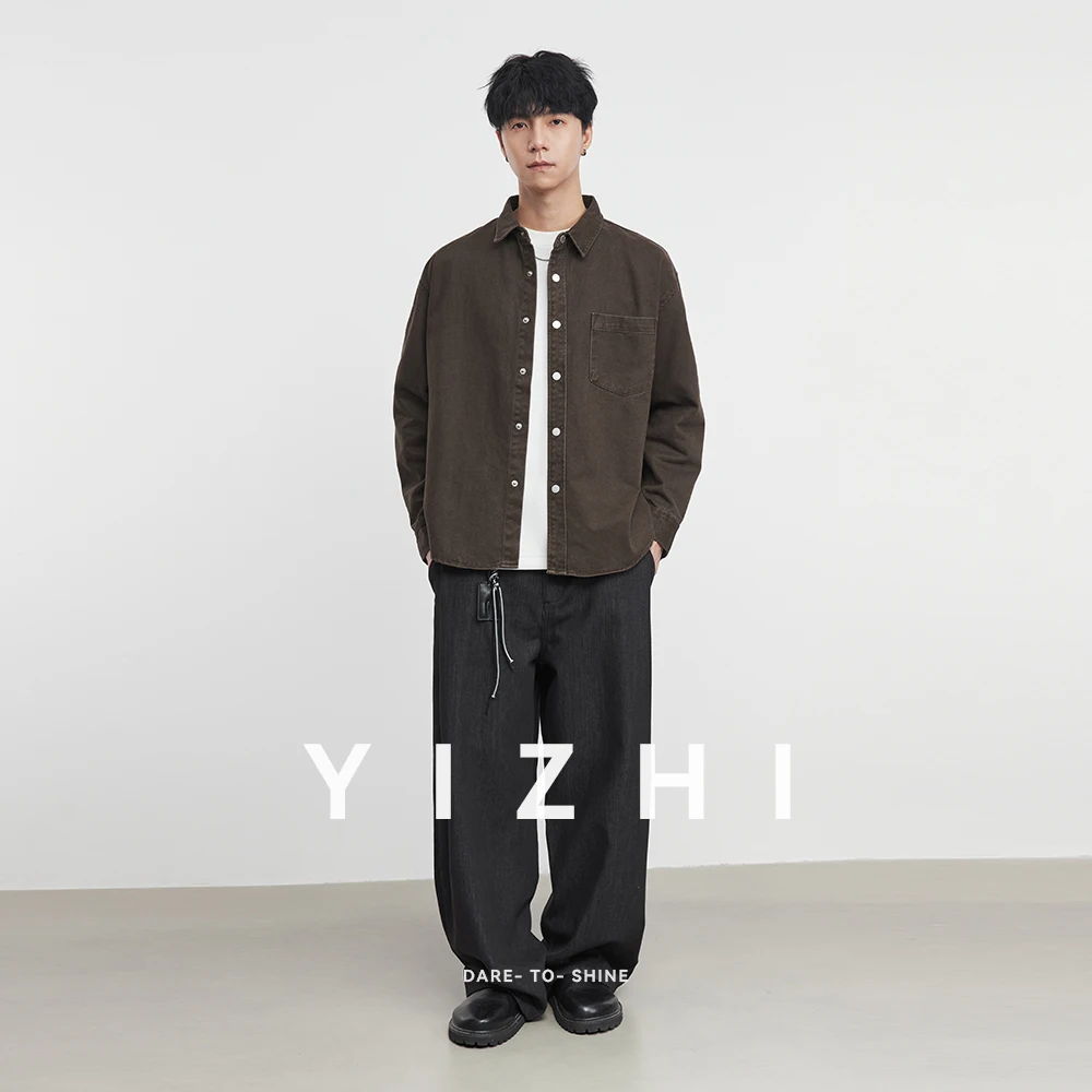 

100% Cotton Men's Retro Shirt 2025 Autumn New Trend Simple Loose Versatile Casual Long Sleeve Shirt Top Coat Jacket