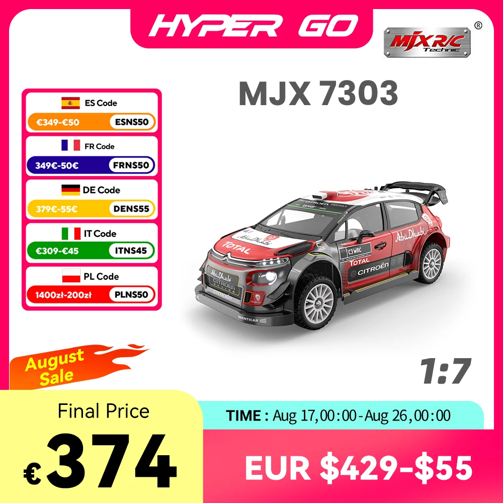 Hyper Go MJX 7303 1/7 RC Auto 4WD 60 km/h bürstenloser Hochgeschwindigkeits-Offroad-Rennsport C3 Simulation Citroen Drift Car Kletterauto