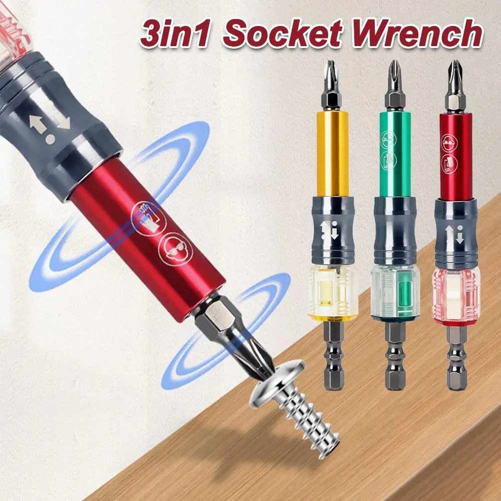 

Portable 3in1 Socket Wrench Dual-purpose Hardware Tools Magnetic Screwdriver Bits Multi-functional Woodworking Socket Wrench