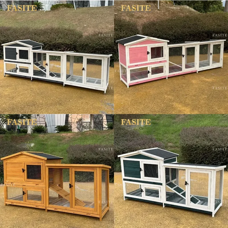 For Rabbit Chicken Pigeon Cage Outdoor Solid Wood Luxury Pet House Villa with Tray Large Size Nest Box for Garden Backyard