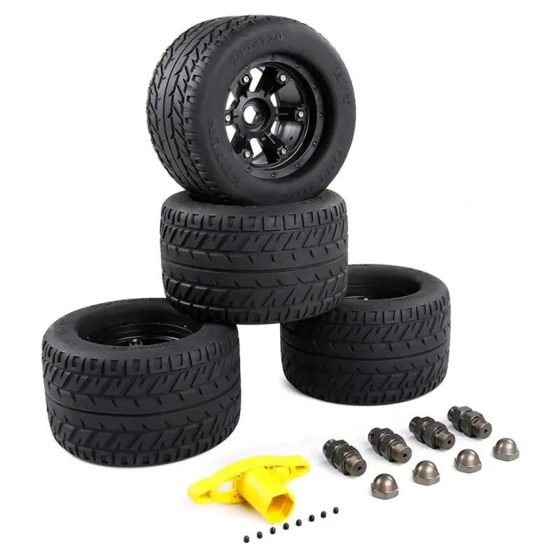 On-Road Tyre Wide Wheel Waterproof Wear Resistant Tire with Nut 24mm Adapter for 1/5 HPI Baja BM FG Monster Truck  220*105mm