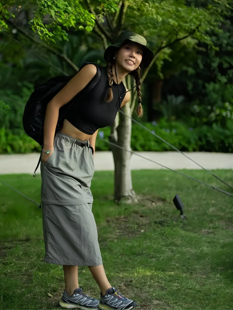 Outdoor Lightweight Faionable Workwear Skirt for Women Detachable Trendy Commute Casual Loose Fit Thin Material Spring Season