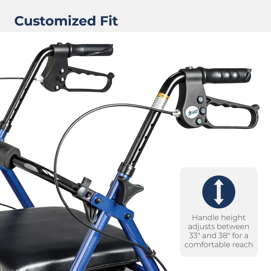 Medical R728BL Foldable Rollator Walker with Seat, Blue