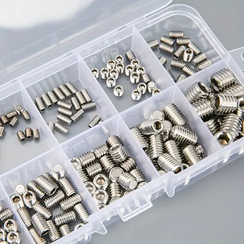 [100/200pcs 304 Stainless Steel Screw Set] Stainless Steel Screw Set, M2.5-M4 Sizes, Silvery Hex Head Allen Flat Head Anchor Bol
